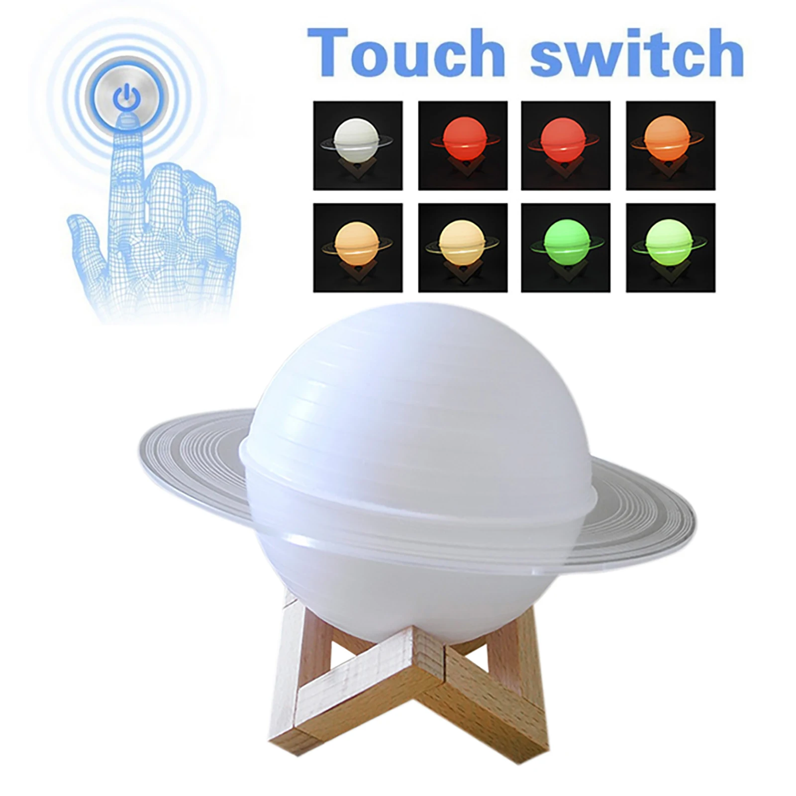 Lámpara de Saturno con impresión 3D para dormitorio, luz LED de noche de planeta con control remoto, decoración de mesita de noche, regalos para niños