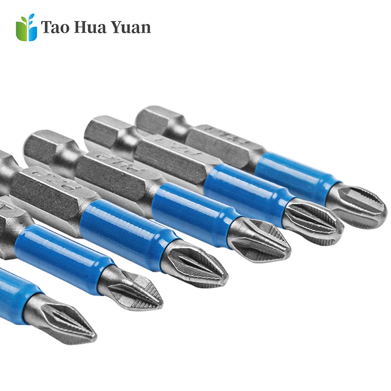 12pcs/set Gcr15 Phillips Bits Hex Shanked Anti Slip Screwdriver Bits Magnetic Single Head PH1 PZ1 PH2 PZ2 PH3 PZ3 50mm Length AA