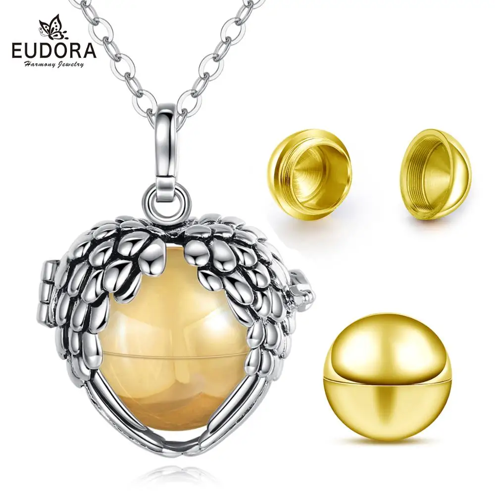 Eudora Stainless Steel Capsule Urn Cage Ashes Pendant Angel Wing Cage Cremation Memorial Ashes Urn Necklace Keepsake Locket H223