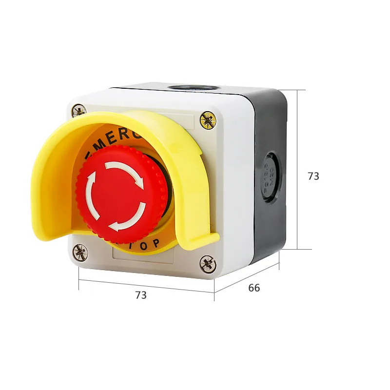 1PCS Plastic Shell Red Sign Push Button Switch DPST Mushroom Emergency Stop Button SwitchAC 660V 10A NO+NC LAY37-11ZS