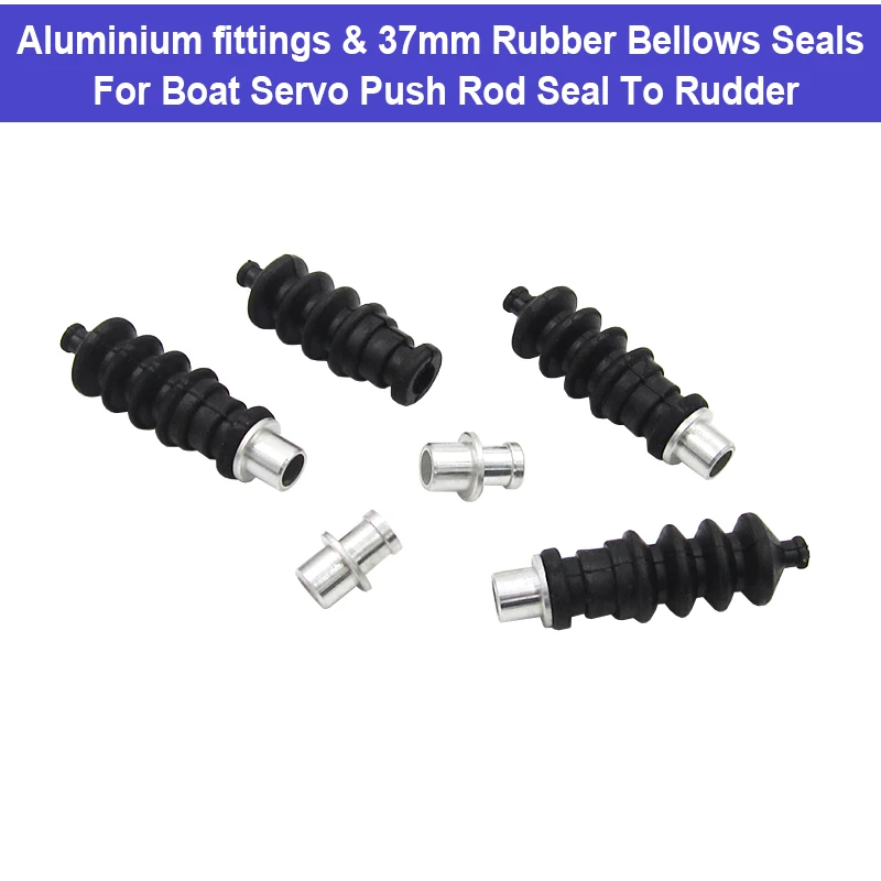 37mm RC Boat Waterproof Push Rod Rubber Seal Bellow and 14mm Aluminium fittings For Servo Push Rod Seal To Rudder Parts