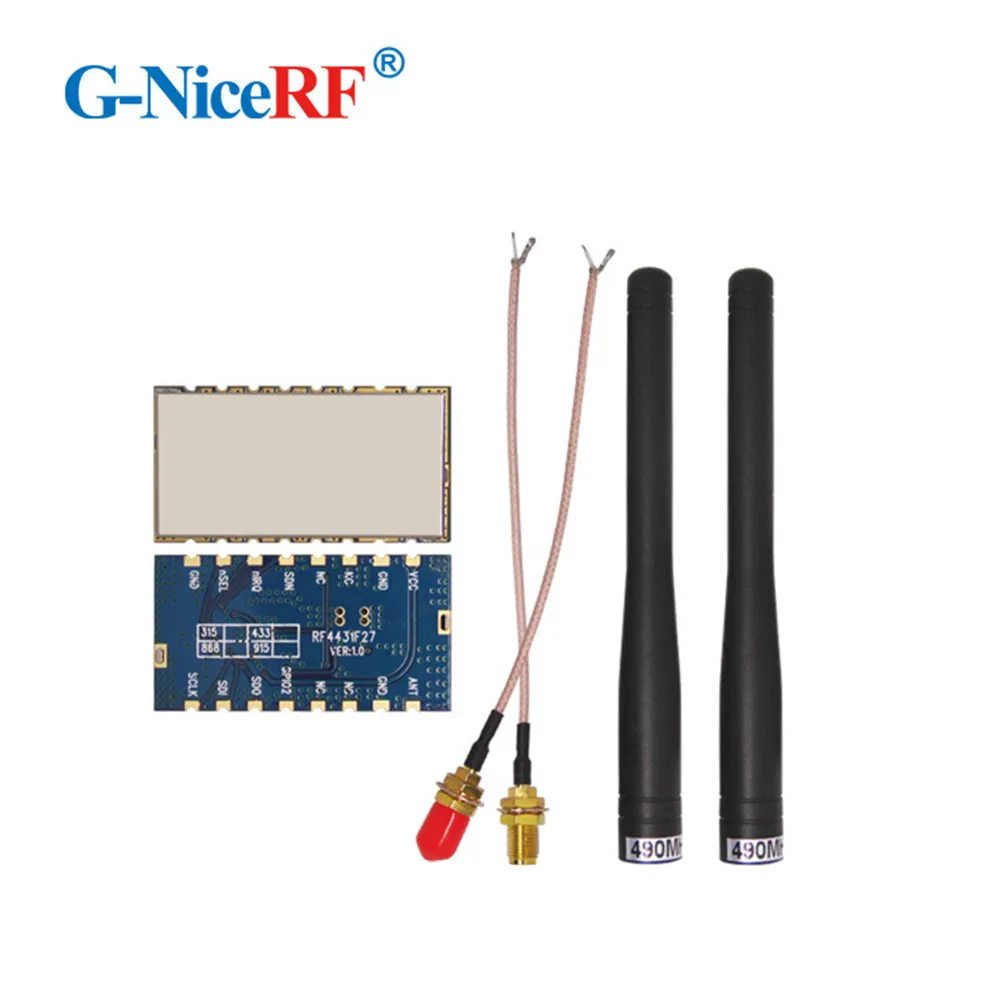 

10pcs/lot - 122 dBm Sensitivity and 500mW SPI interface RF4432F27 470MHz FSK Transceiver Module with Rubber Antenna