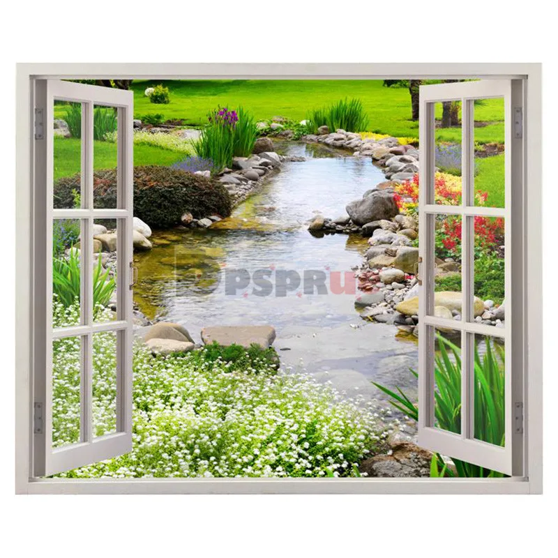 

Dpsprue 5D DIY Full Square Drill Diamond Painting River Window Scenery Daimond Mosaic Diamant Embroidery Home Decoration FS09