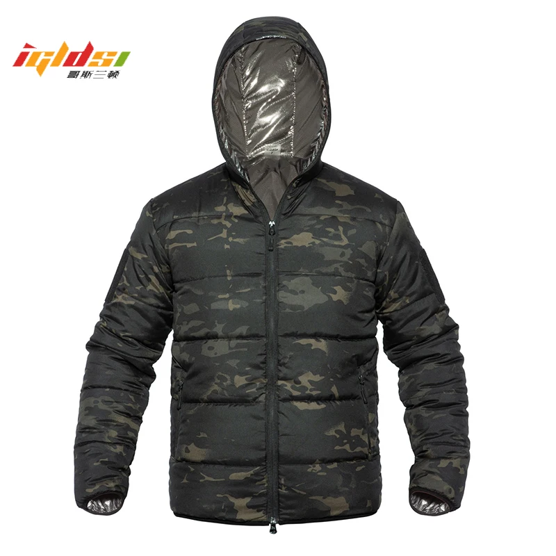 Chaqueta de plumón de algodón para hombre, Parka de camuflaje, cálida, térmica, con capucha, ligera, para primavera e invierno