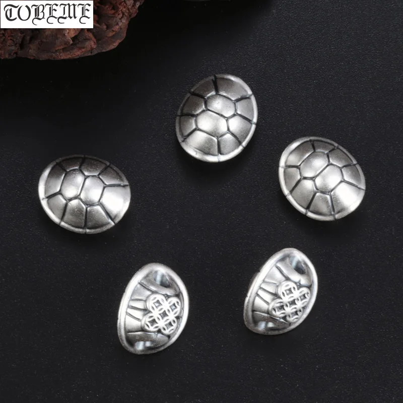 3D 100% 999 Silver Turtle Beads DIY Bracelet Findings Lucky Animal Symbol Bead Jewelry Accessories