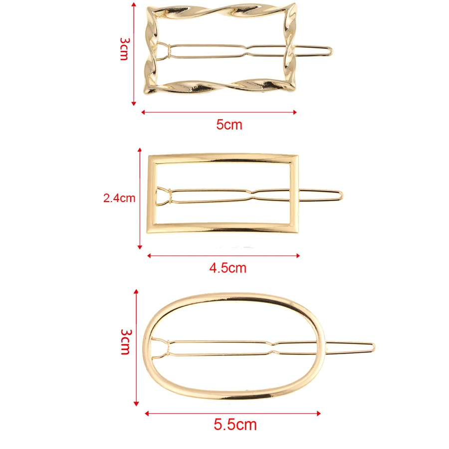 AWAYTR Chic Metal Geometric Hair Clip Round Triangle Barrettes Hairpin Barrette Hair Claws Women Girls Fashion Hair Accessories