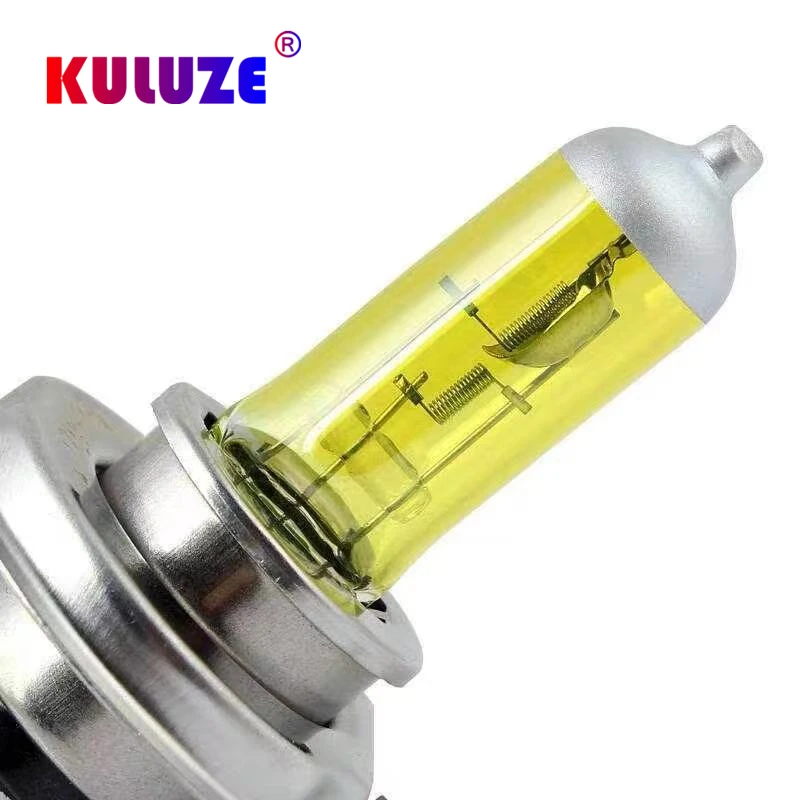 Kuluze 2 pçs h7 super amarelo farol 3000k 12v55w amarelo baixo feixe h1 h3 h4 h11 lâmpada halógena h10 h27 luz de nevoeiro à prova lâmpada do carro