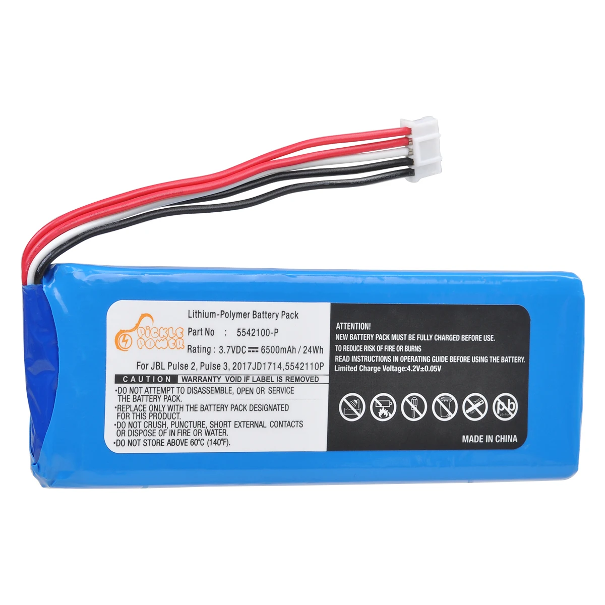 Imagem -05 - Substituição de Bateria Pickle Power 6500mah para Jbl Pulse Jbl Pulse 2023dj1714 Alto-falante Bluetooth Portátil Fit p 5542100 -p