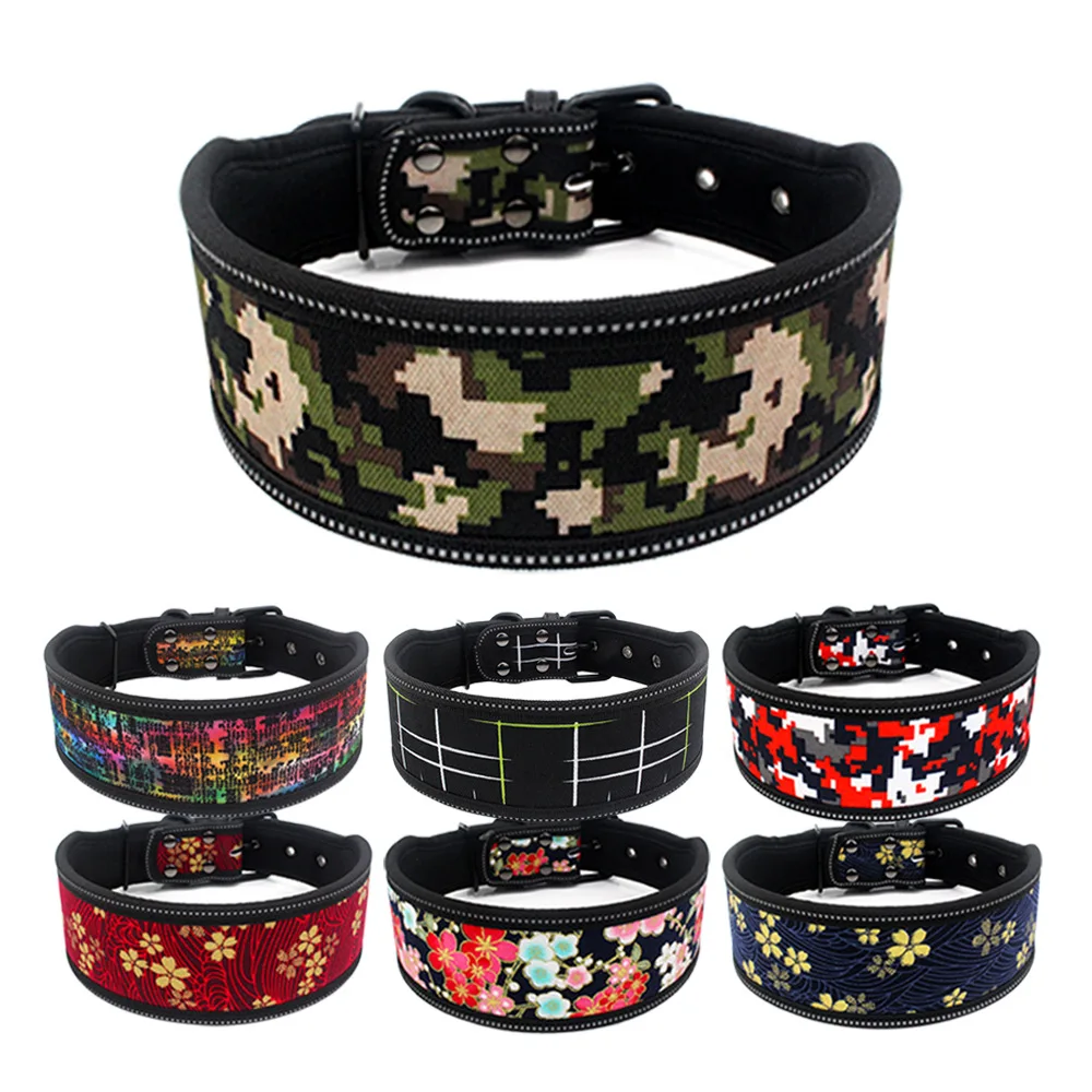 10 Colors Reflective Puppy Big Dog Collar with Buckle Adjustable Pet Collar for Small Medium Large Dogs Pitbull Leash Dog Chain