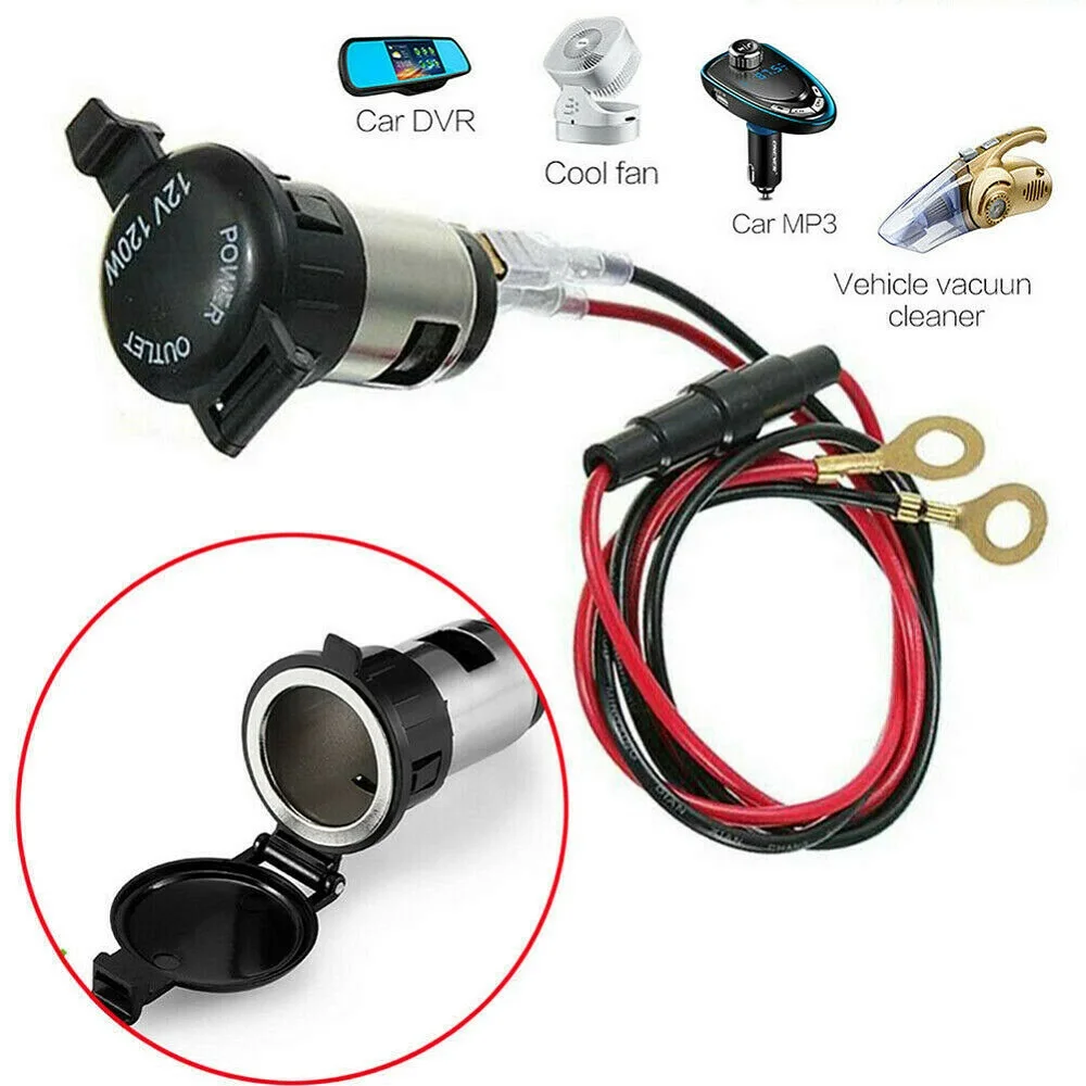 12V USB Car Cigarette Lighter Waterproof Socket Charger Power Adapter Cable Fuse