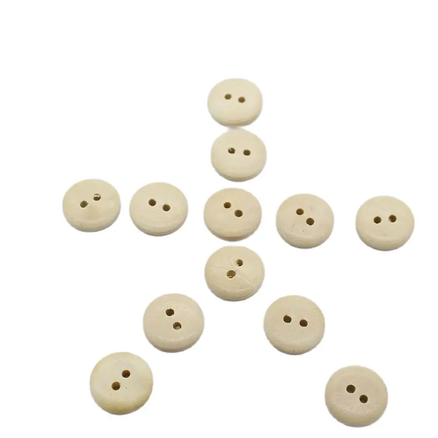 100Pcs Bulk  Round Natural Wooden  Buttons Sewing Craft Scrapbooking 15mm DIY 2015 New Sewing Accessories Button 2 Holes