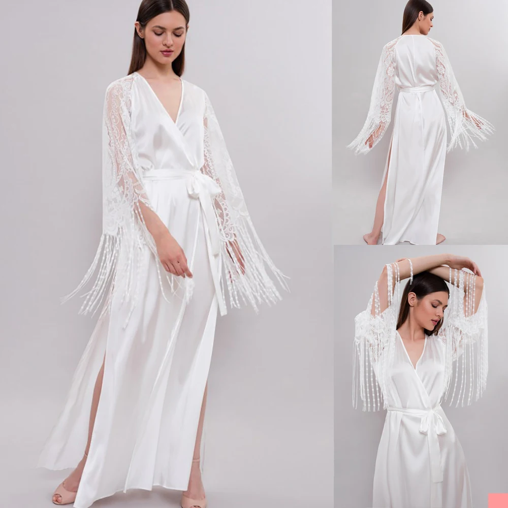 Vintage maternidade vestidos de noite com decote em v mangas compridas tassel robes para foto shoot baby shower mulher fotografia robe