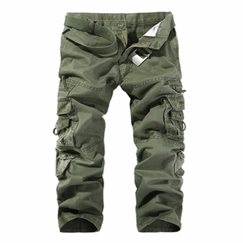 Men Cargo Pants Men Casual Multi-Pocket Cotton Overall Trousers Easy Wash Autumn Army Green Joggers Pants Male Dropshipping