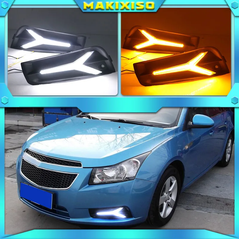 

1 set 12V LED DRL Daytime Running Lights Daylight With turn signal Lamp For Chevrolet CRUZE 2009 2010 2011 2012 2013 2014