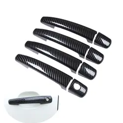 FOR Peugeot 208 2012 2013 2014 2015 2016 2017 2018 CHROME CARBON FIBER DOOR HANDLE COVER TRIM CAR STYLING ACCESSORIES