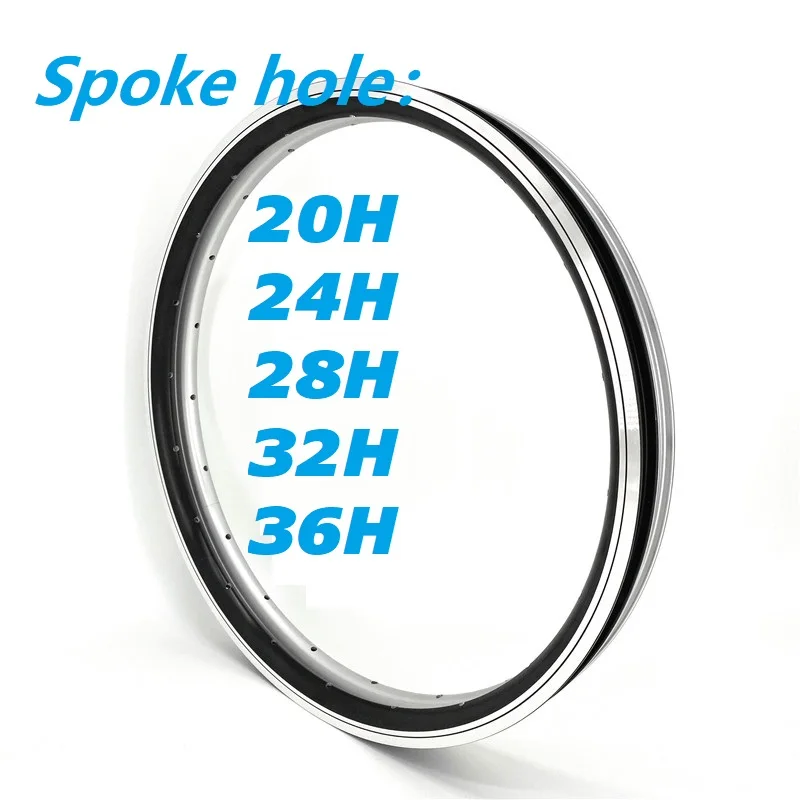 406 Folding Bike Rims Double Wall Aluminum Alloy Rim Schrader Valve 20H 24H 28H 32H 36H Disc/ V Brake Rims Black Silver