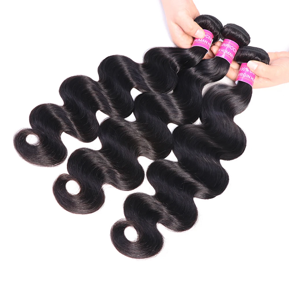 Doczepy typu Body Wave włosy tkania Remy 10A 1/3/4 oferty pakietowe splot podwójne pasma wyplata 28 30 cali faliste Branzilian wiązki włosów