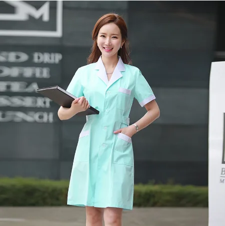 Scrubs Uniforms เสื้อผ้าสีขาว Lab Coat ผู้หญิง Scrubs เครื่องแต่งกายร้านเสริมสวยทำงานเสื้อผ้าสปาเครื่องแบบสุ...