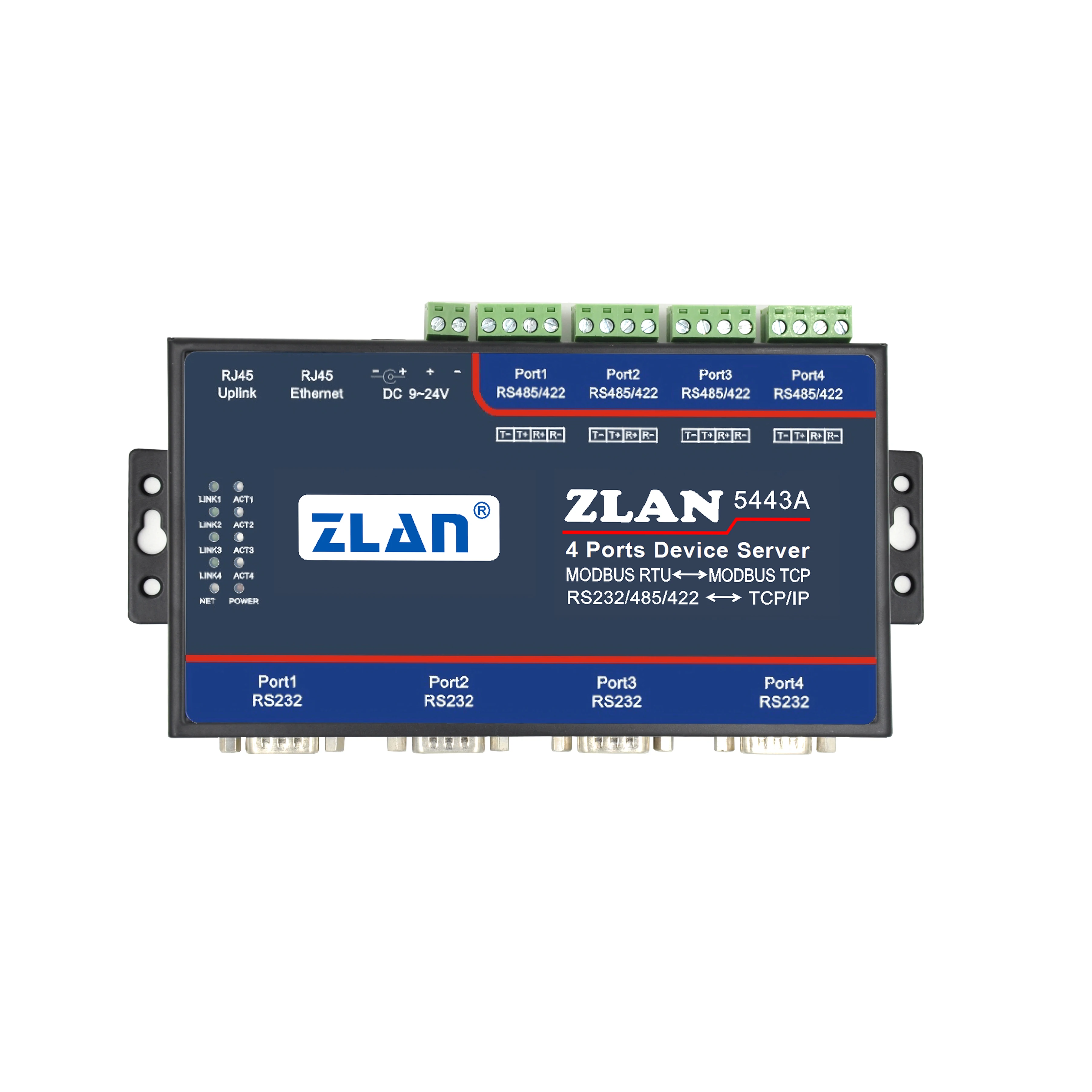 

4 ports Serial RS232 RS485 to Ethernet TCPIP RJ45 Converter Modbus RTU to TCP JSON MQTT IOT Gateway device server ZLAN5443A