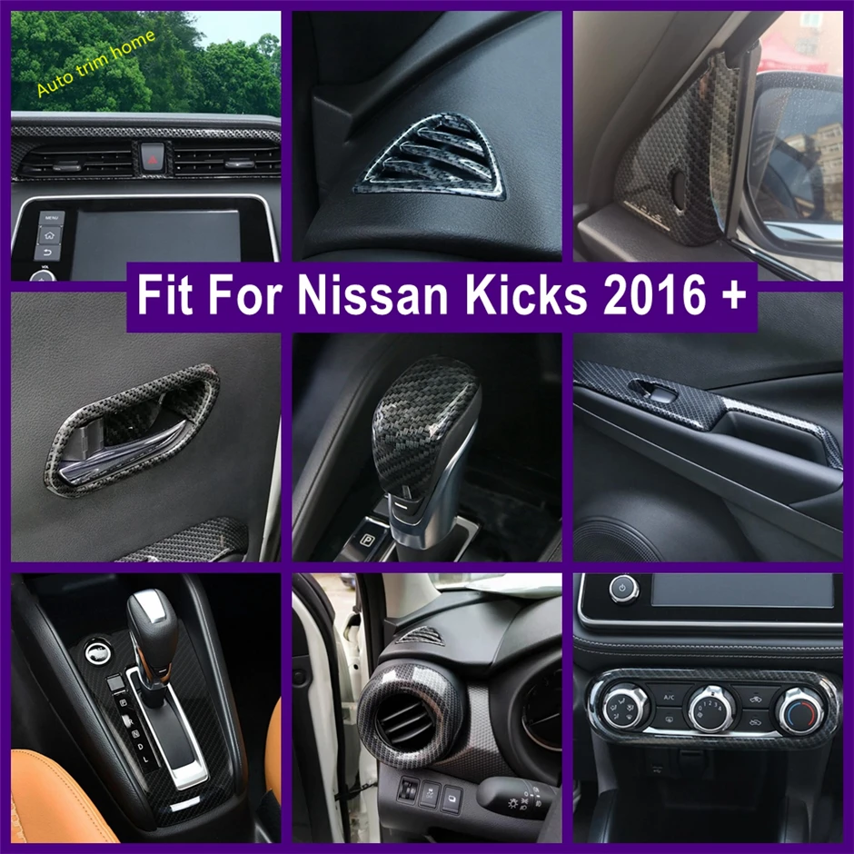 

Gear Shift Knob / Pillar A / Door Handle Bowl / Window Lift Button / Air AC Panel Cover Trim Fit For Nissan Kicks 2016 - 2023