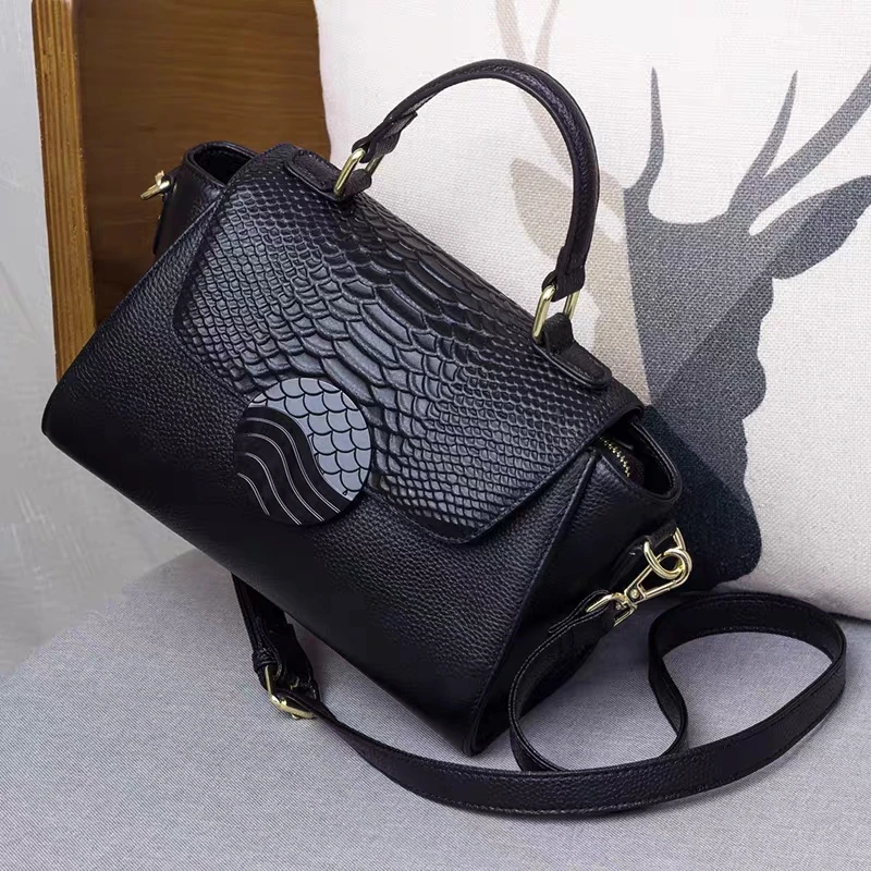 New Real Leather Brand Designer OL Style Tote Hangbag Women’s Genuine Leather Crossbody Bag