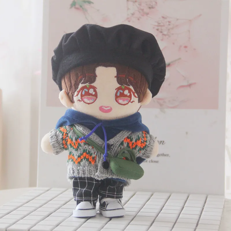 Kpop 20CM Sean Xiao Zhan Idol Doll Clothes Set  EXO NTC Berets Hoodies Package Wang Yibo Dolls Accessories