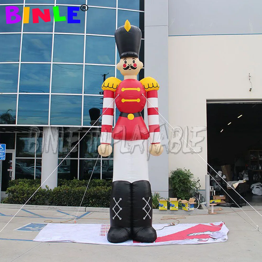 Customized advertising 6m massive inflatable soldier nutcracker With black boots Christmas mascot Decoration For Outdoor use