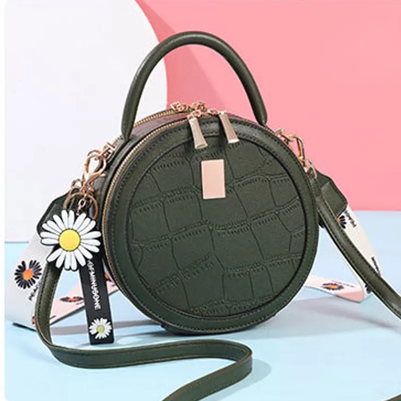 New Women's Bag Stone Pattern Small Round Bag Trend High Grade Free Freight Single Shoulder Bag Messenger Bag Handbag