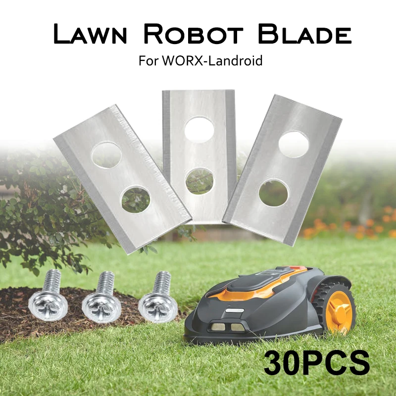 Waterproof Robotic Lawn Mower Blades 30Pcs Stainless Steel Cutters + Screws For WORX LANDROID