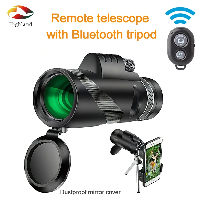 

12X50 Monoculars Fmc Multi-Layer Green Film With Tripod Bluetooth Remote Control Bird Watching And Hunting Binoculars