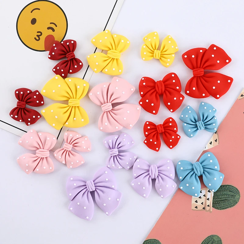 20Pcs carino Dot Bowknot resina artigianato fai da te clip di capelli per bambini collane cellulare Shell Patch accessori materiale decorativo