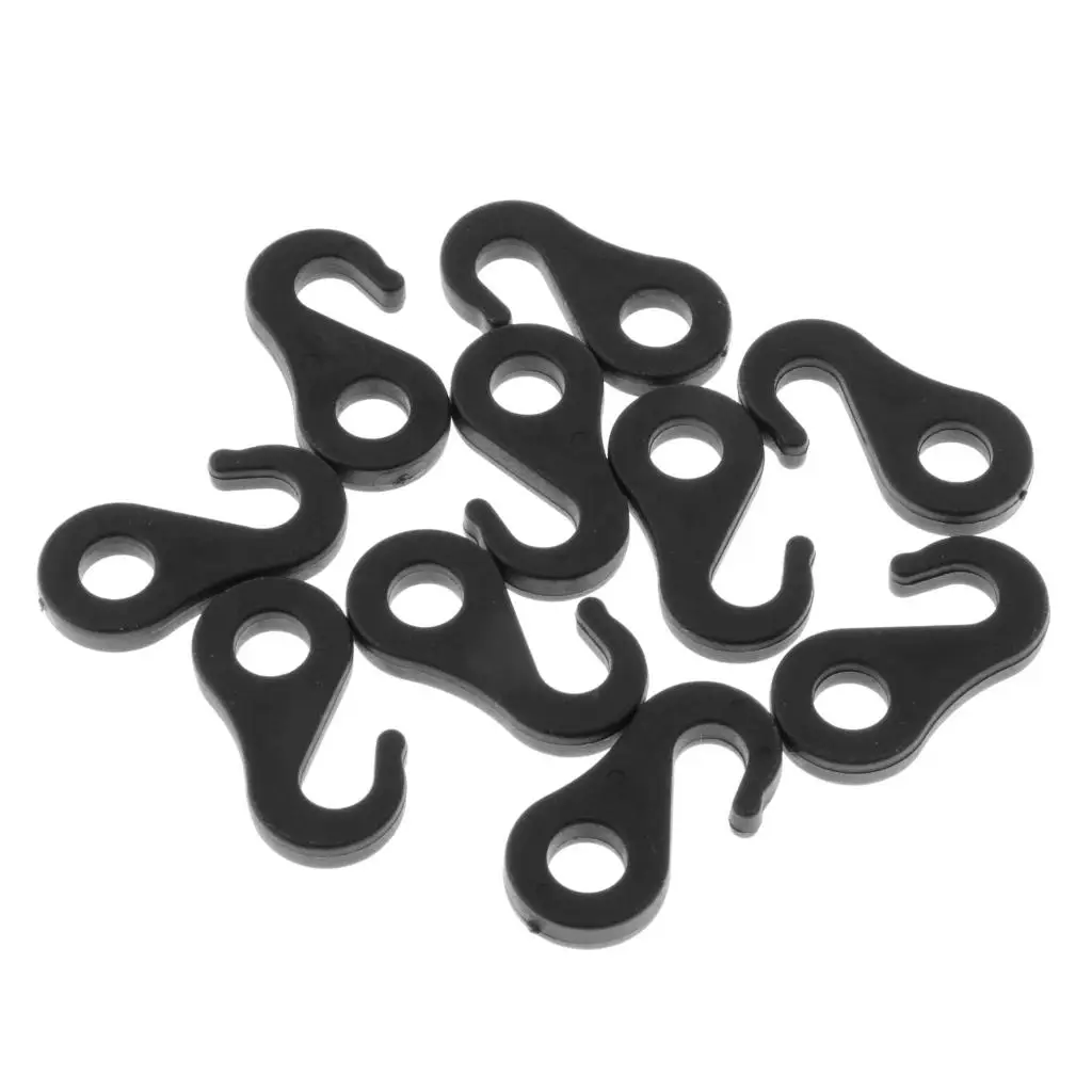 10Pcs/set Fasten Hook for Tent Awning Tie Rope Bungee Cord End 3.6cm White Black Plastic Hooks