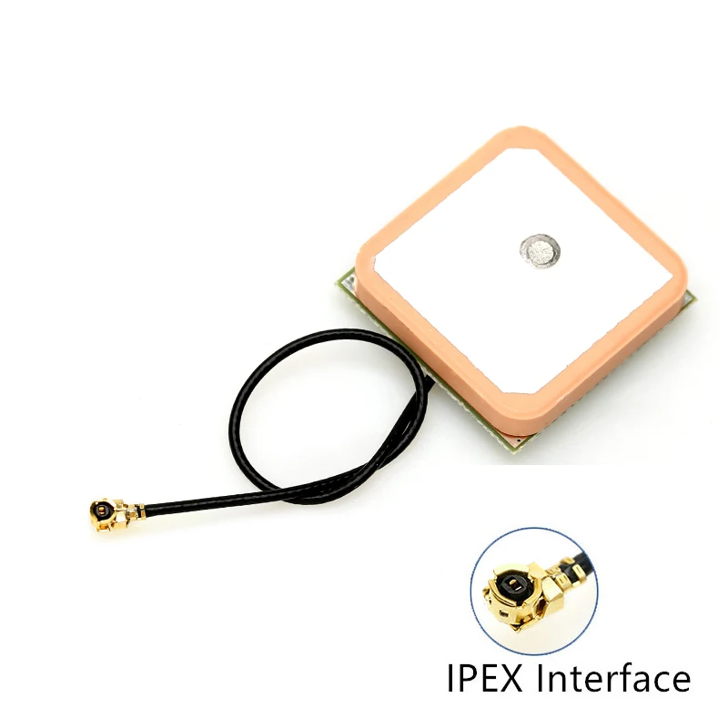 GPS BeiDou Dual Frequency 28dbi High Gain 10cm Cable Active Built-in Ceramic Antenna 25 * 25 * 8mm