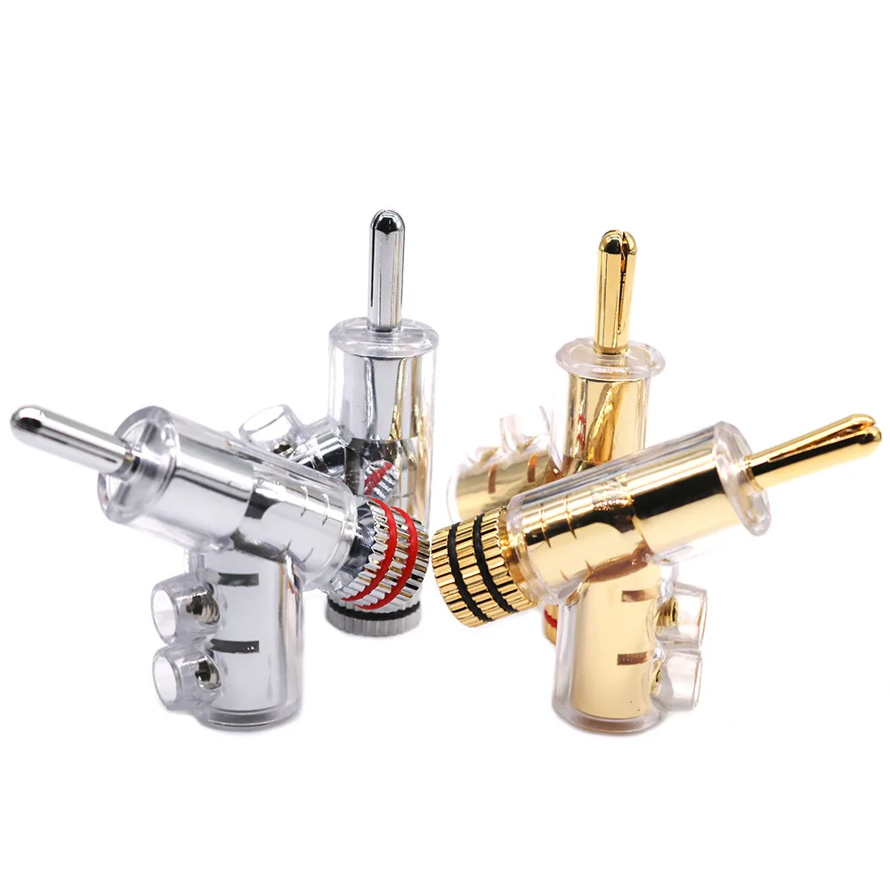 hifi Speaker Adapter Locking-type 6mm banana connecto 8pcs Brass Copper Plated Gold or Rhodium Gun-type Hifi Plug