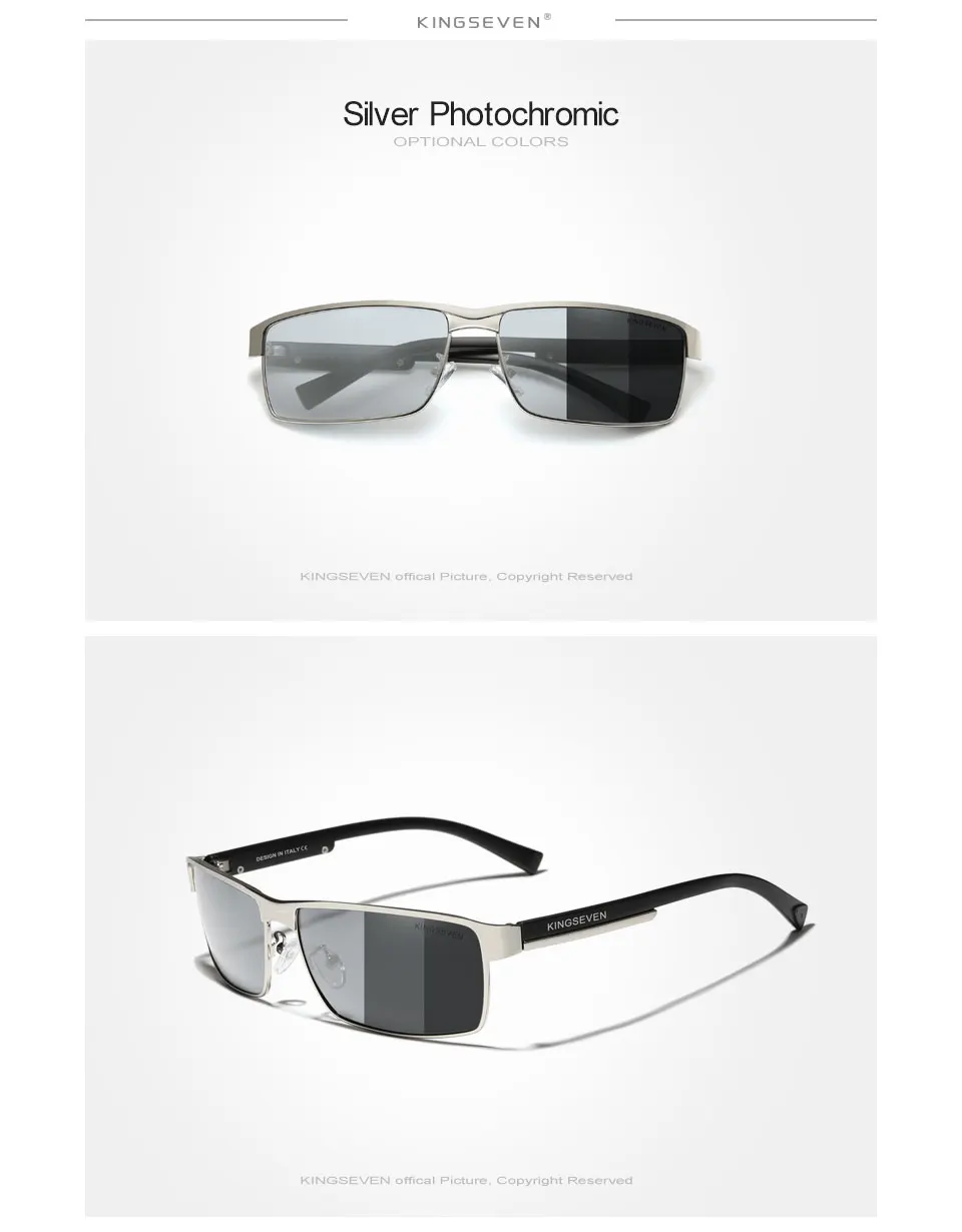 KINGSEVEN Mode Photochrome Sonnenbrille Männer Frauen Chameleon Polarisierte Pilot Sonnenbrille Anti-glare Fahren Brillen UV400 – Detail 5