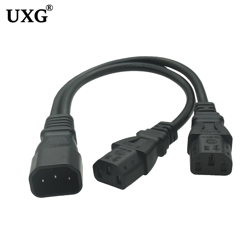 30cm Power Y Type Splitter Adapter Cable Single IEC 320 C14 Male to Dual C13 Female Short Cord for Computer host display 1pcs