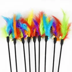 3PCS Random Color pet Funny cat stick toys Rod Interactive bell feather stick toy for kitten cat teaser Chaser Wand toy Supplies