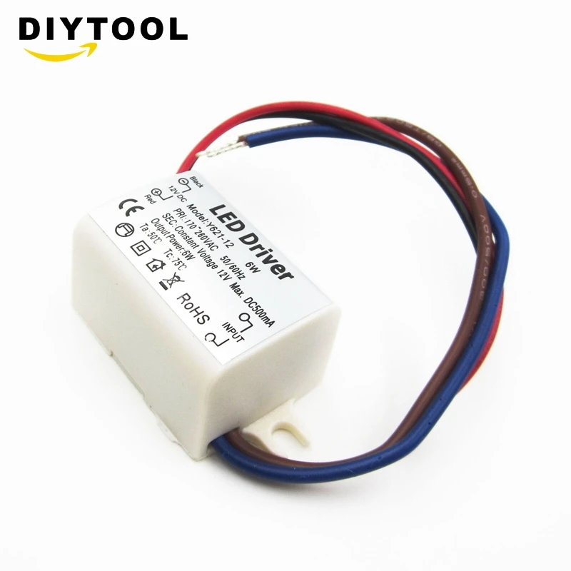 6ワットワットパワーled fahren定電流AC170V-260V 50-60hz 500mA dc 12v