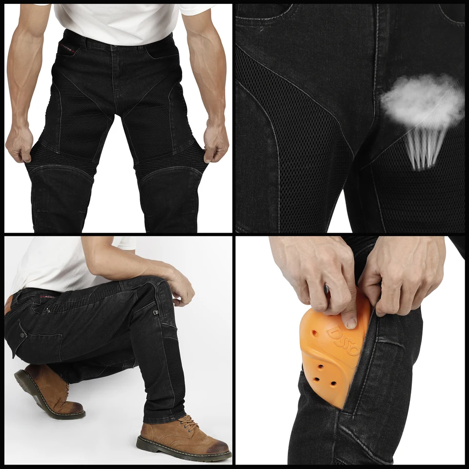 Kevlar Motorrad-Jeans für Herren Sommer-Fahrhosen Blaue Dirt-Bike-Hosen Abriebfest mit Netzbelüftung Langlebig – Detail 18