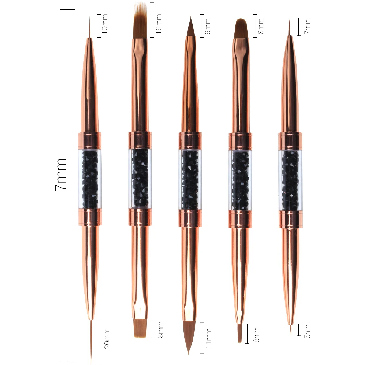 Eval Double ended Nail Art Painting Nail Liner Brush Drawing Flower Striping Nail Brushes Rhinestone Handle Manicure Tools