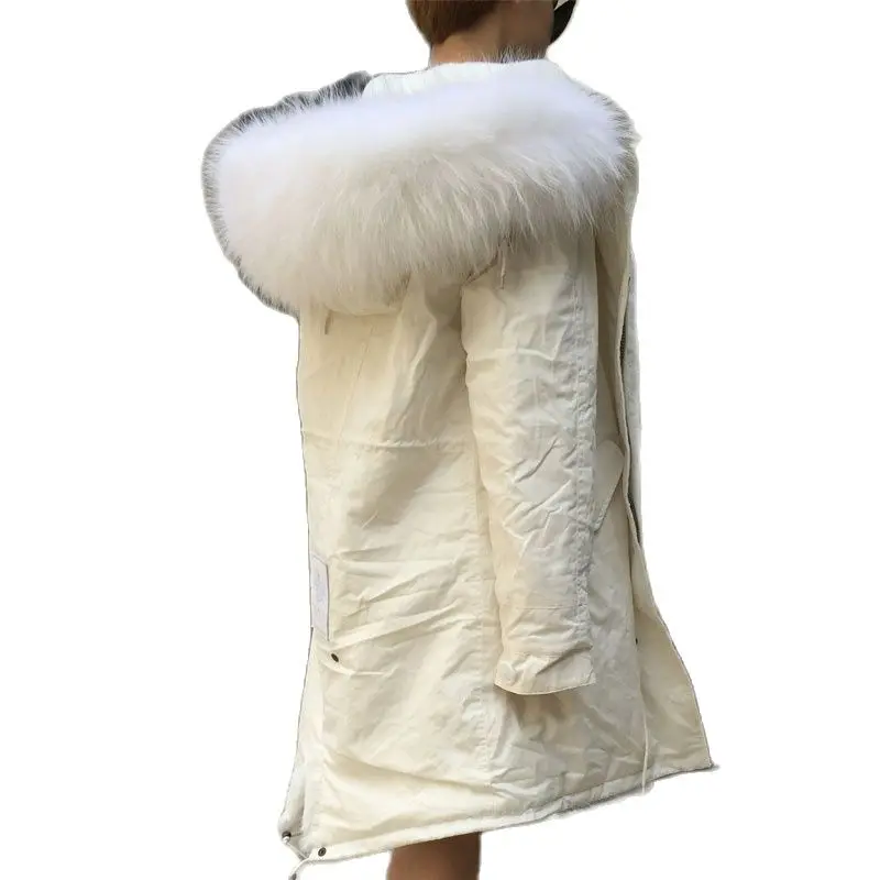 Fashion Winter White Winter New Style Casual Wear White Thickness Long Faux Fur Parka