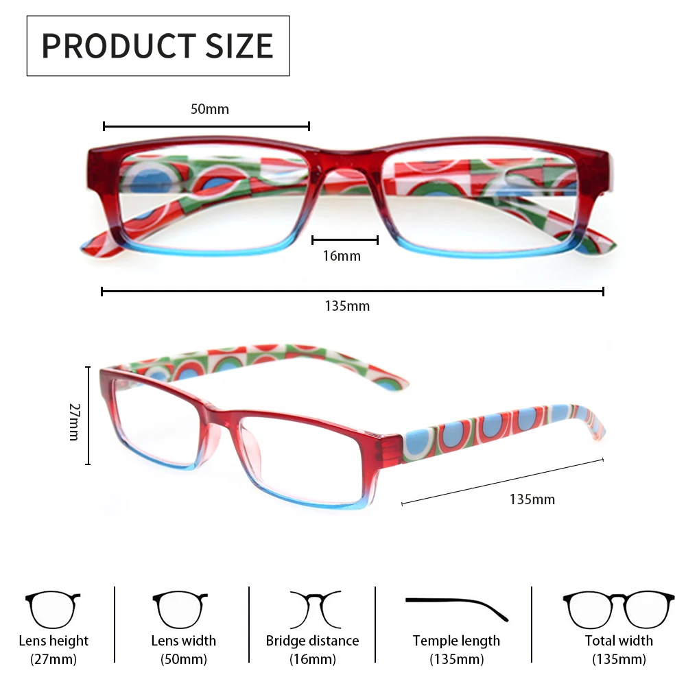 CLASAGA Reading Glasses For Women Men Printing Flower Frame HD Reader with Spring Hinge Decarative Eyewear
