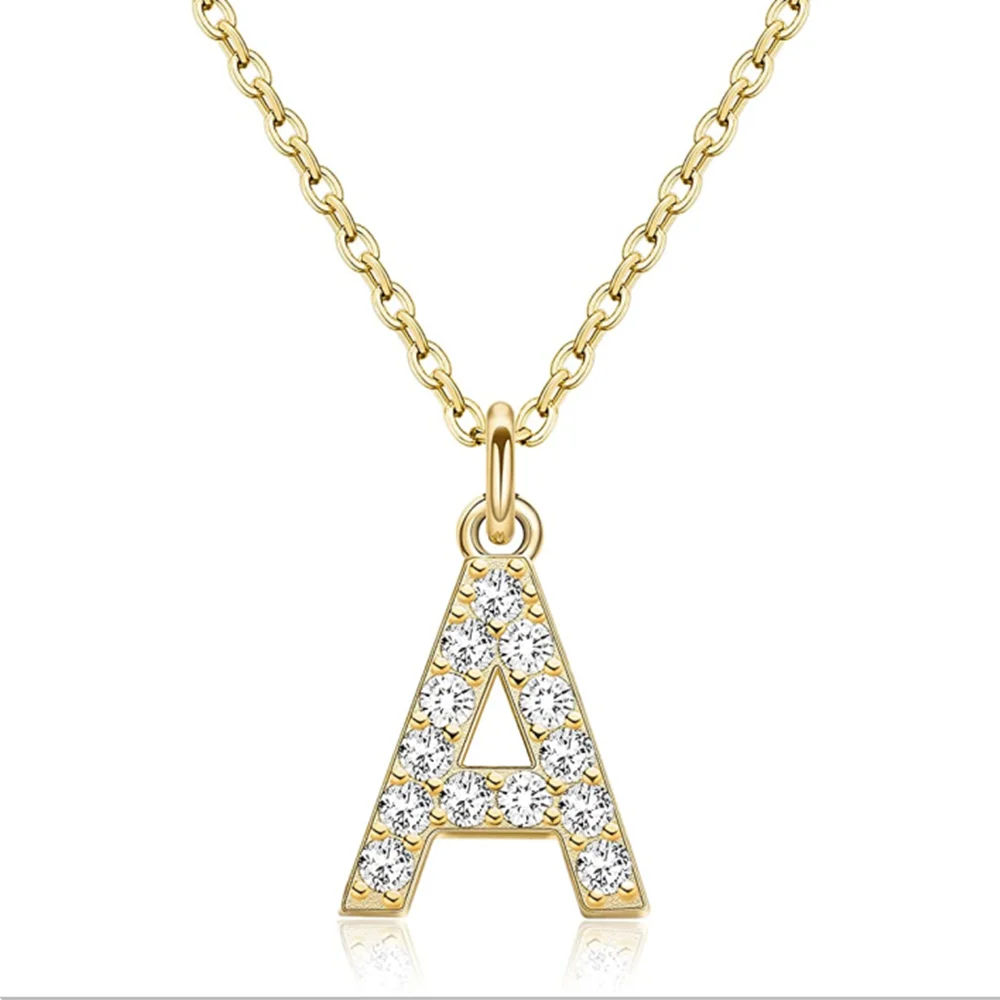 Initial Cubic Zirconia Necklace  Jewelry Birthday Gifts for Women & Girls - Adjustable Chain 18