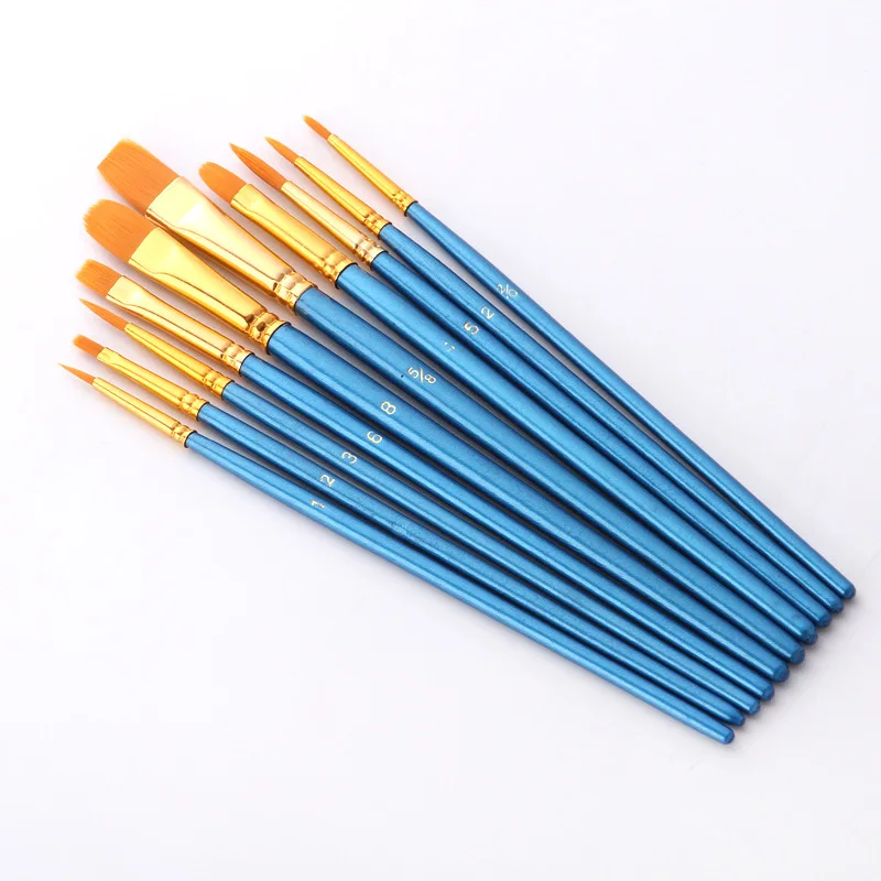 Nylon Hair Painting Brush 10Pcs/Set Painting By Numbers Tool Brushes Gouache Paint Brushes Different Shape Round Tip Kits