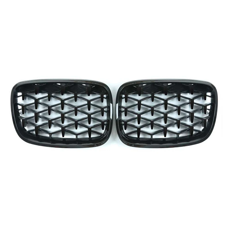 A Pair Diamond Grills Meteor Style Replacement Grille Car Front Bumper Grill For BMW E70 E71 E72 X5 X6 2007-2013 Car Accessories