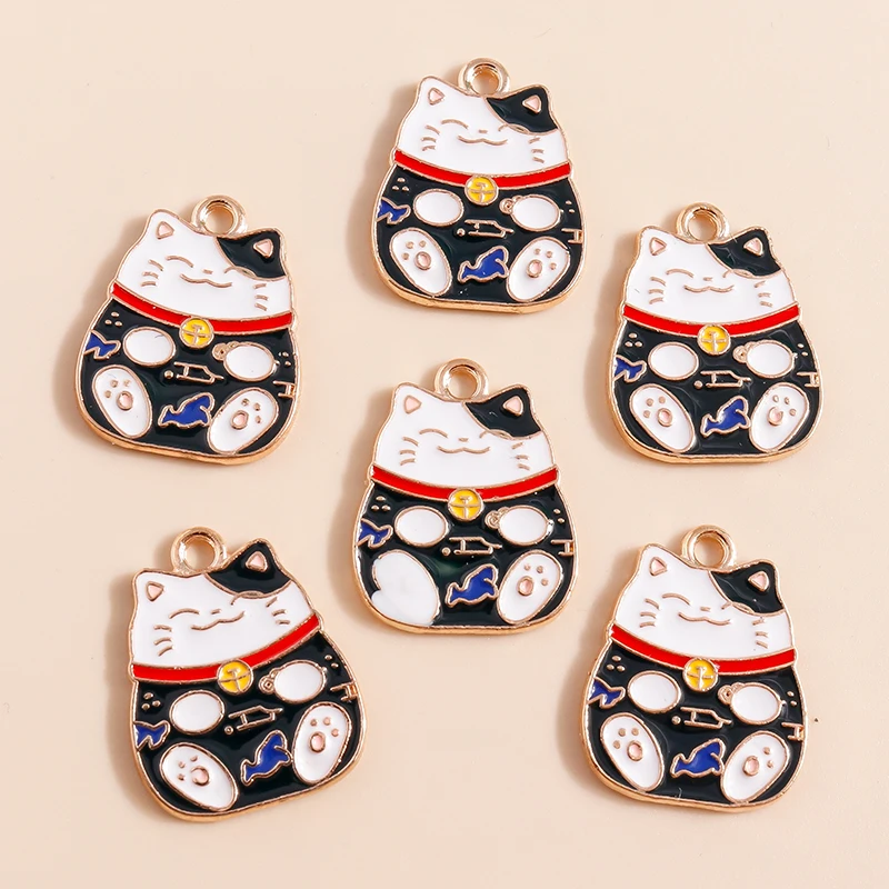 10 stücke Schöne Chinesische Glückliche Katze Charms für Schmuck Handgemachte DIY Niedlichen Tier Charms Anhänger Halsketten Ohrringe Zubehör – Detail 4