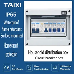 Waterproof Electrical Distribution Box With Circuit Breaker MCB Household Switch Power Plastic Junction Wire Box IP65