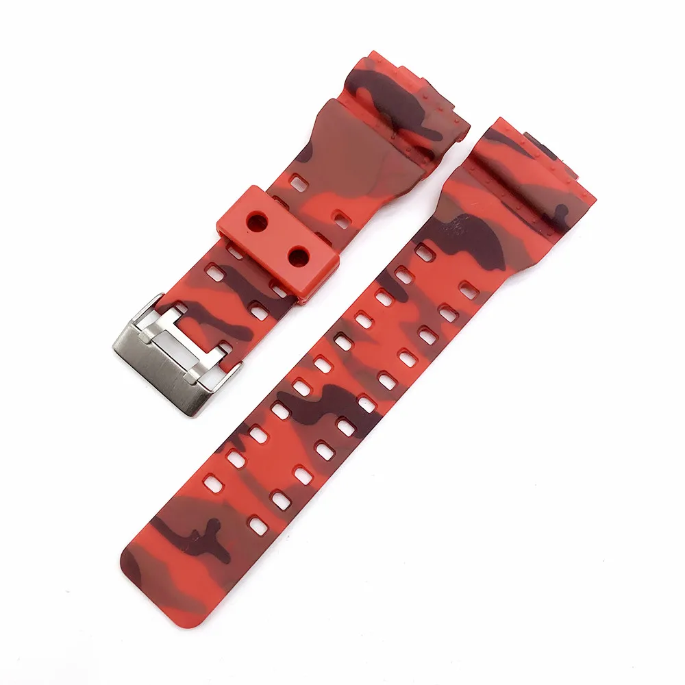 Camouflage Rubber Strap Men\'s Pin Buckle Resin Watch Strap Suitable for G-shock GD120 GA100 GA110 GA400 Watch Band