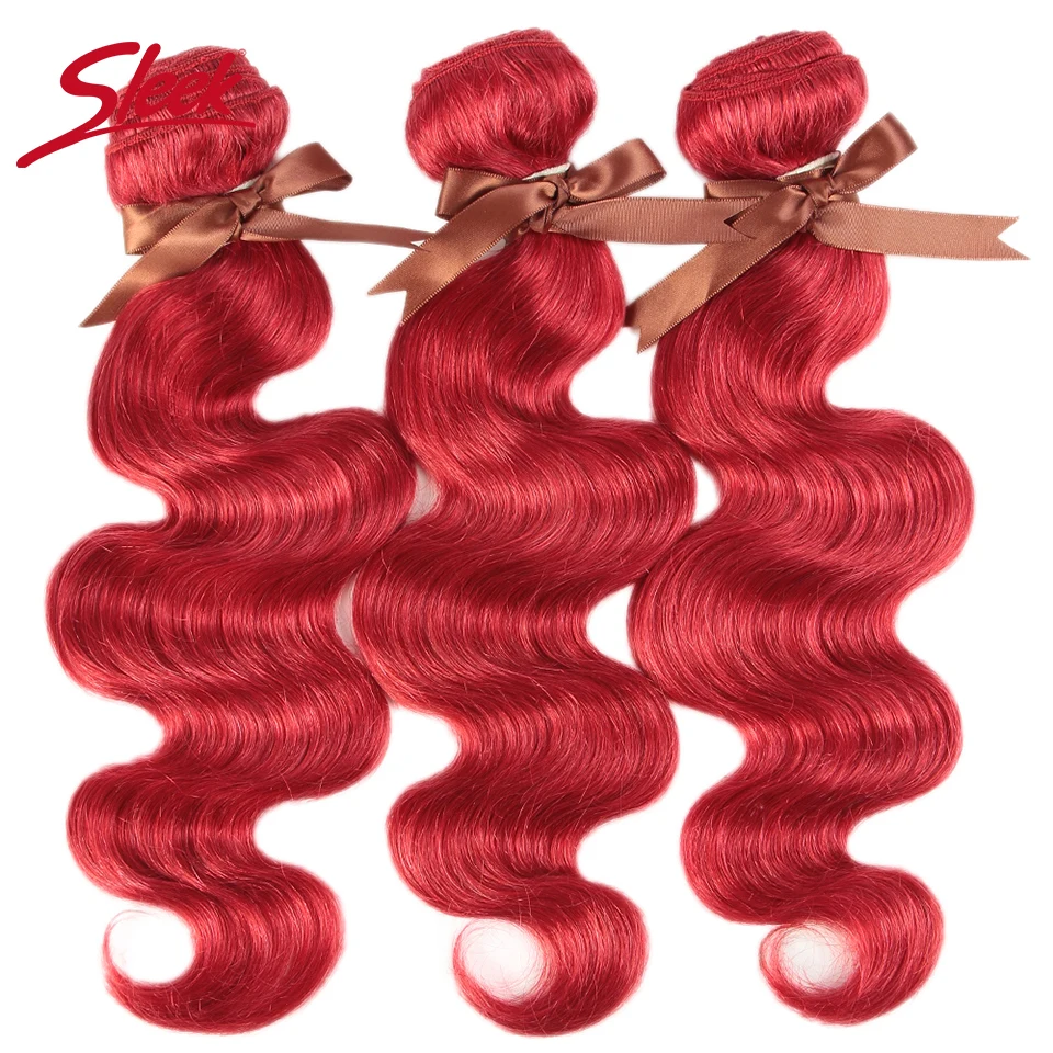 Pacotes brasileiros de ondas corporais com fechamento, Remy Hair Weave para mulheres negras, vison elegante, loiro, cor vermelha, extensão do cabelo