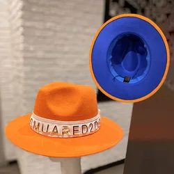 Wholesale Fedora ladies jazz hat autumn and winter British style orange purple top hat men's winter hat шапка женская зима 2021